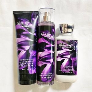 Black Amethyst BBW Bath and Body Works Body Spray Lotion Set New 8oz Retired